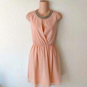Peach Sleeveless Jeweled Dress by Forever 21- Size S
